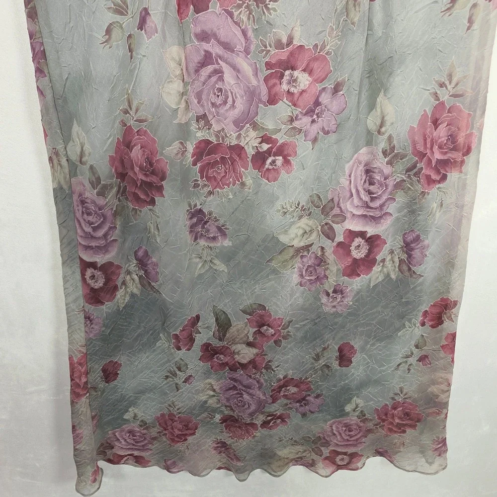 Miss Dorby Floral Maxi Dress Women's 18 Green Purple Y2K Fairy Grunge